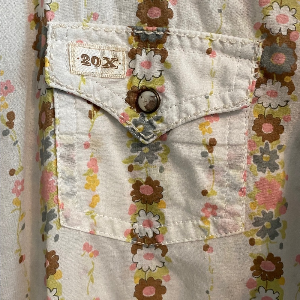 Twenty X r floral long sleeve western pearl snap button down shirt L - Picture 5 of 7